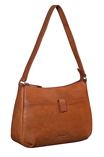 Benthill Handtasche Damen Leder - Damentasche aus Rindsleder - Echt Leder Schultertasche mit Reißverschluss - Vintage Umhängetasche, Farbe:Braun von Benthill
