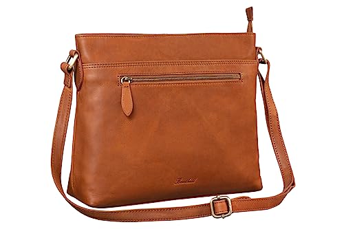 Benthill Handtasche Damen Leder - Tasche aus echtem Rindsleder - Schultertasche mit Reißverschluss - Vintage Umhängetasche, Farbe:Braun von Benthill