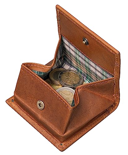Benthill Münzbörse aus Echt-Leder - Wiener-Schachtel für Münzen - Leder Kleingeldbörse, Farbe:Braun von Benthill