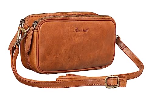 Benthill Reisetasche aus echtem Leder - Reisebrieftasche - Umhängetasche aus Rindsleder - Organizer/Bag Beutel mit viel Platz - Schultertasche - Umhängetasche, Farbe:Braun von Benthill