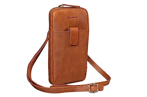 Benthill Umhängetasche Leder Vintage - Tasche aus Rindsleder - Wandertasche mit Reißverschluss - Schultertasche - Kleine Tasche, Farbe:Braun von Benthill
