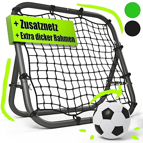 BENTSON Rebounder für Fußball Kinder und Profis I Inkl. Ersatznetz I Robuster Rahmen I Auch für Handball, Volleyball und Basketball I Rückprallwand Prellwand Fussball I Matt-Schwarz I 75x75 cm von Bentson