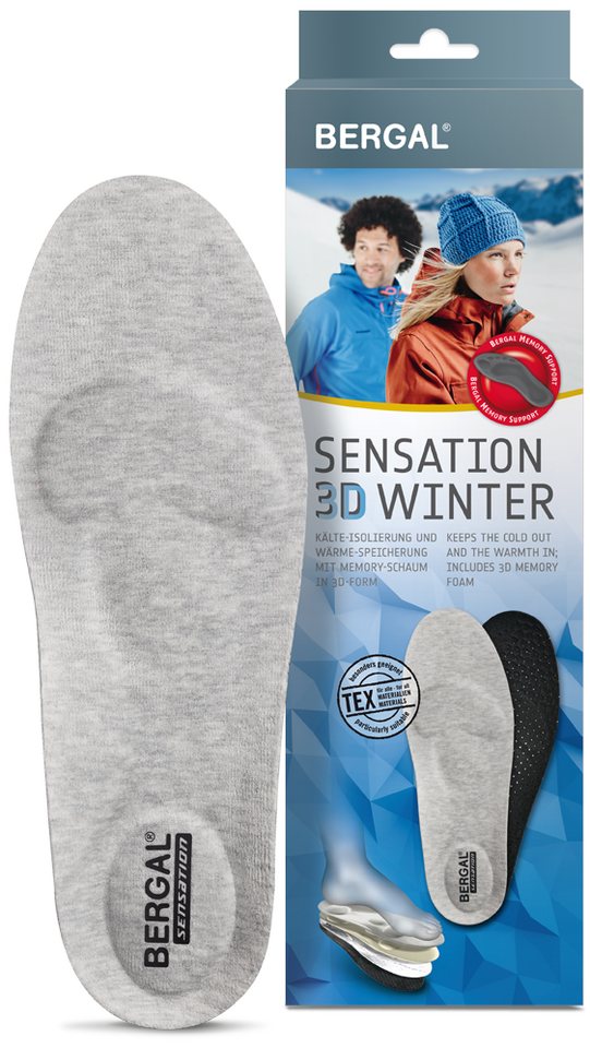 Bergal Thermosohlen Sensation 3D Winter - anatomisch geformte, extrem leichte Winter-Fußbettung mit sensationeller Memory-3D-Form von Bergal