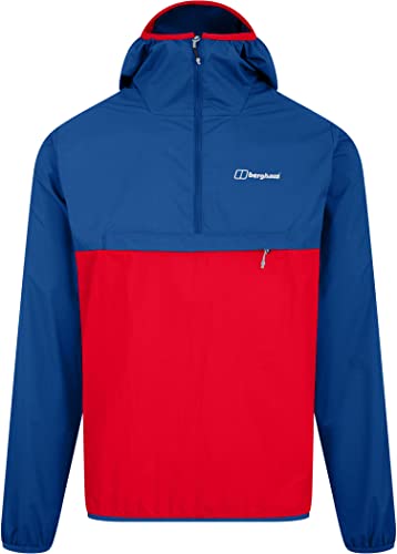 Berghaus Herren Corbeck Winddichte Softshell Jacke Half Zip Smock, Rot/Blau, XL von Berghaus