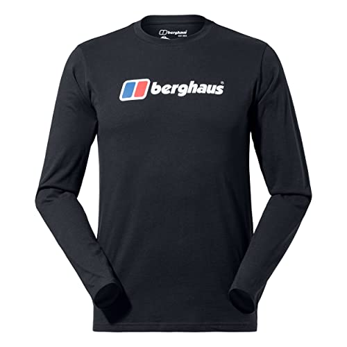 Berghaus Herren Bio Big Logo Langarm Bio-Baumwoll-T-Shirt - Schwarz - XXL von Berghaus