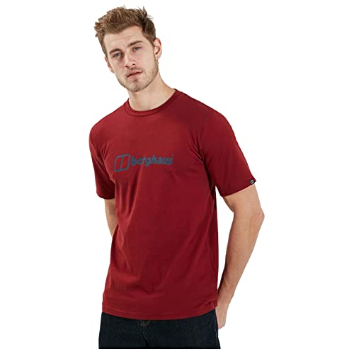 Berghaus Organic Kurzärmeliges T-Shirt mit großem farbigem Logo für Herren, Syrah, S von Berghaus