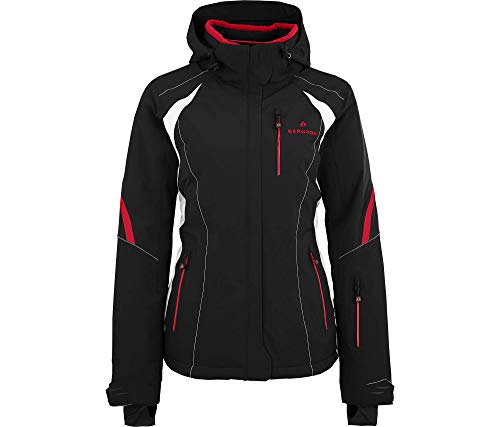 Bergson SNOWTASTIC | Damen Skijacke, wattiert, 20000mm Wassersäule, Black/Chinese red [9014], 46 - Damen von Bergson