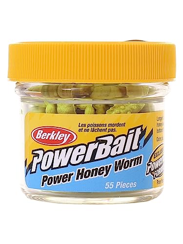 Berkley Kunstköder für das Spinning Angeln Powerbait Power Honey Worms 2.5 cm Hot Yellow Forelle Wolfsbarsch von Berkley