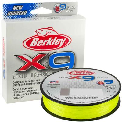 Berkley X9 Braid Fluro Green 10lb 12.1kg 150m 0.12mm von Berkley