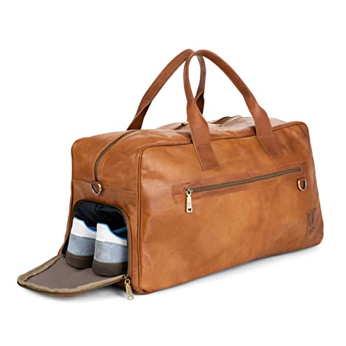 Berliner Bags Vintage Weekender Austin XL mit Schuhfach aus Leder, Reisetasche für Damen und Herren - Braun von Berliner Bags