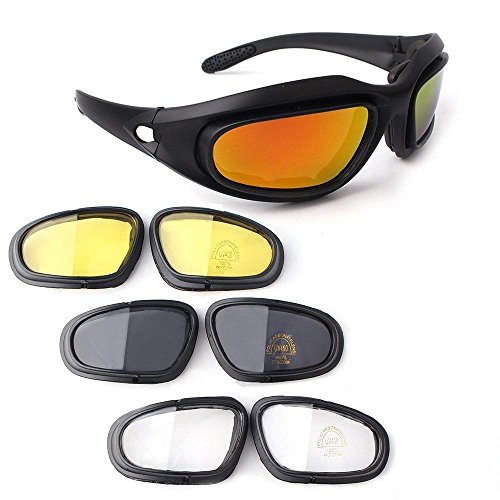 SANGOGO Motorrad-Reitbrillen-Set, gepolsterter Brillenrahmen mit 4 Gläsern, für Outdoor-Aktivitäten, Sport von SANGOGO