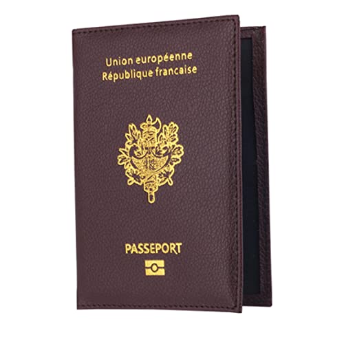 PU Leder Französisch Passport Halter Passport Holder Cover Case RFID Blocking Travel Wallet Brown von Berrywho