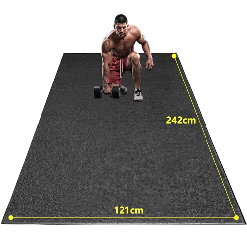BesWin Yogamatte XXL, Große Sportmatte Fitnessmatte 244 cm x 122 cm x 6mm Dicke, Extra dicke Trainingsmatten Rutschfest, Hoher Dichte Ultra Haltbar PVC für Fitness, Pilates, Indoor/Outdoor Geeignet von BesWin