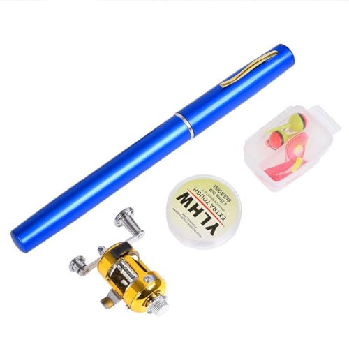 1M Pen Angelrute mit Rolle Ultra kompakt für Reisen und schnelles Angeln (Y4516 Blau) von Besshepplo