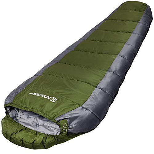 Bessport Schlafsack Outdoor 3 Jahreszeiten Mumienschlafsack Warm Leichter Wasserabweisend für Camping Schlafsack Trekking von Bessport