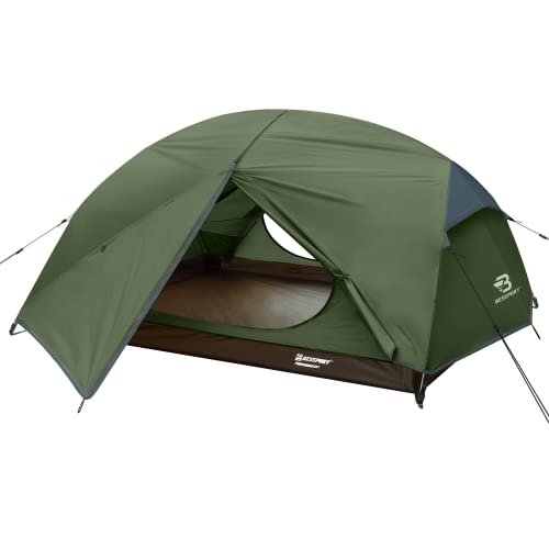 Bessport Zelt 3 Personen Camping Zelt 2 Türen Ultraleicht wasserdicht leicht und einfach zu Bauen Belüftetes 4 Jahreszeiten Kuppelzelt geeignet für Outdoor Wandern und Bergsteigen von Bessport