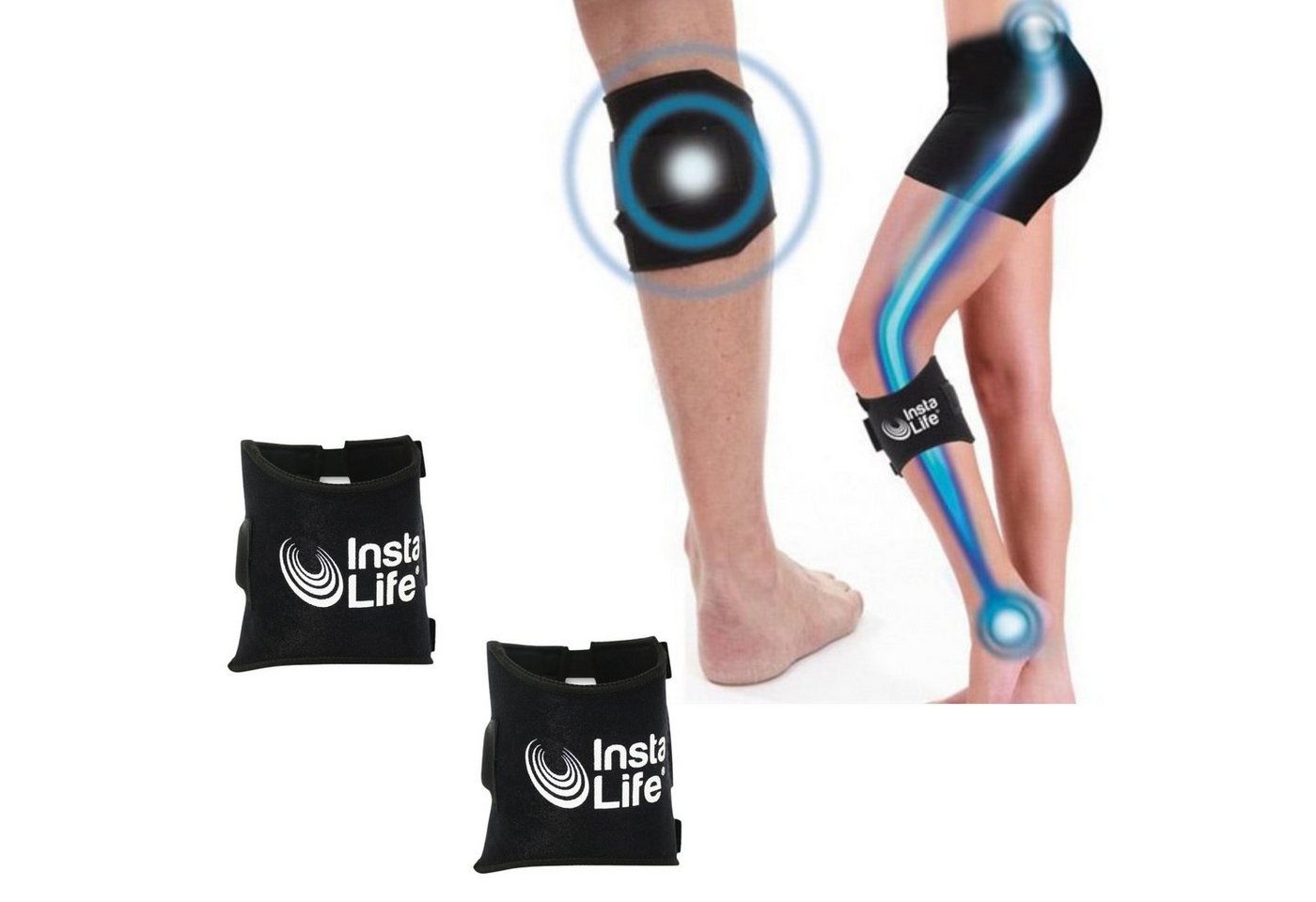 Best Direct® Kniebandage Insta Life® (Spar Set, 2-tlg., 1er oder 2er Pack), Akupressur Sport Bandage, Schmerzen lindern im unteren Rückenbereich von Best Direct®