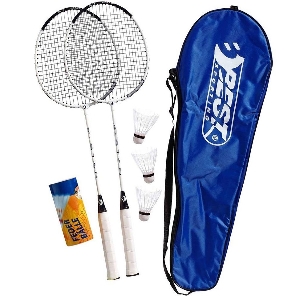 Best Sporting Badmintonschläger 200 XT Badminton Set, 2 Badminton Schläger 3 Bälle inklusive Tragetasche, (5-tlg) von Best Sporting