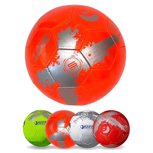 Best Sporting Fußball Speed 2.0 I hochwertiger Ball I bunter Fußball Kinder in Größe 5 I Fussball Kinder mit coolem Design I Bälle für das Fußball Training I Fußbälle (#1 Orange, 1 Stück) von B Best Sporting