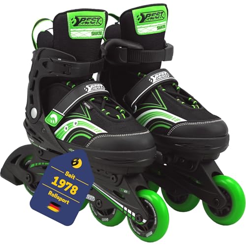 Best Sporting Inline Skates Kinder I Rollschuhe größenverstellbar I robuste Inliner für Jugendliche mit Bremse I Rollerskates Schuhe Kinder I Inliner mit 4 Rollen (grün/schwarz, 35-40) von B Best Sporting