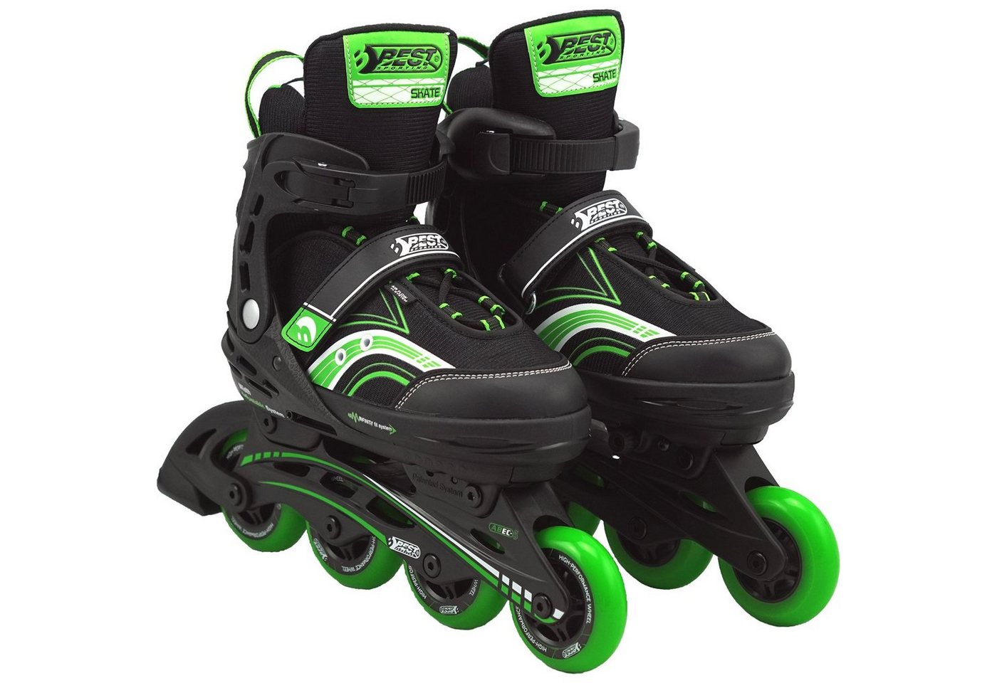 Best Sporting Inlineskates Inline Skates Größe verstellbar, ABEC 5 Carbon grün von Best Sporting