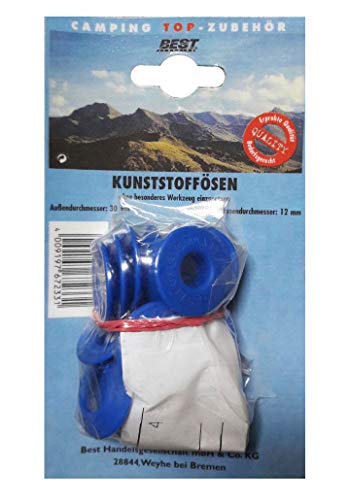 Best Sporting Kunststoff Camping Kunststoffösen, Zelt-Ösen, 30/12 mm, 10 Stück, blau, 30 mm von B Best Sporting