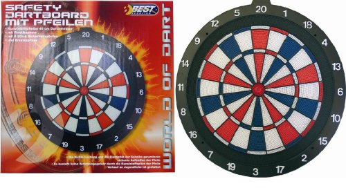 Best Sporting Safety Dartscheibe Kinder & Erwachsene I Dartboard für Softdart-Pfeile I mit 6 Sicherheitspfeilen mit Kunststoffspitze & Ersatzspitzen I Darts-Scheibe Durchmesser 46 cm von B Best Sporting