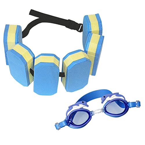 Best Sporting Schwimmgürtel Kinder 3-6 Jahre - Schwimmgurt 6-teilig verstellbar in blau-gelb mit optimiertem Verschluss für sicheren Sitz - Schwimmhilfe (Schwimmgürtel + Taucherbrille) von B Best Sporting