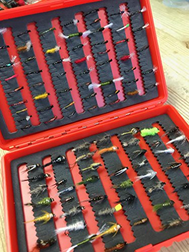 Angeln Fly Auswahl mehr als 100 Fliegen für Forellen Freien Clip Shut Box Pack # 501, Nymphs & Buzzers von BestCity