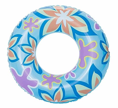 Bestway 36057 Schwimmring Designer 76cm | Schwimmreifen mit Blumenmuster (blau) von Bestway