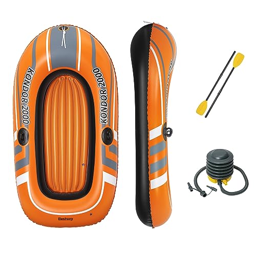 Bestway Boot Hydro-Force Raft Set mit Blasebalg und 2 Paddeln, rot/ schwarz/ weiß, 61062EU von Bestway