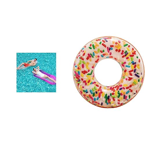 Bestway Luftmatratze, Hängematte, 160 x 84 cm, Sortiert & IN - aufblasbarer Schwimmreifen Tube Zuckerstreusel Donut ˜114cm (Gebrauchsspuren) von Bestway