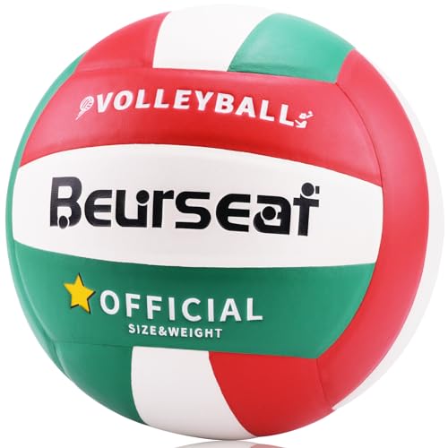 Beurseaf Volleyball, Soft Touch Beach Volleyball, Sports Volleyball, offizielle Größe 5 Indoor & Outdoor Volleyball (Grün & Rot) von Beurseaf