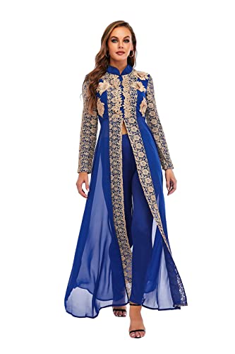 Abaya Dubai Muslimische Sets Kleid Kaftan Türkische islamische Kleidung Abayas afrikanische Kleider für Frauen Robe Ensemble Musulmane Blau L von Bewellan
