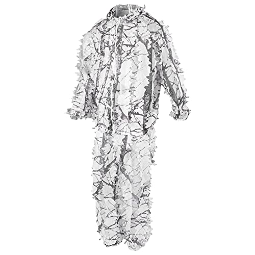 Bewinner 3D-Schnee-Ghillie-Anzug, Jagd-Ghillie-Anzug Einzigartiges lebensechtes 3D-Schneetarnungs-Design für Dschungelaufnahmen von Bewinner