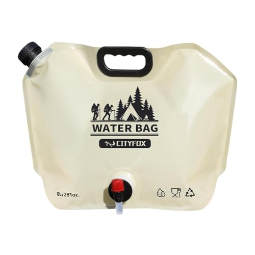 Bexdug Camping-Wasserbehälter-Tasche, Wasserbeutel mit Wasserhahn | Wiederverwendbarer faltbarer Trinkwasserbehälter mit drehbarem Wasserhahn,Tragbarer 8-Liter-Wasserbeutel mit großem Fassungsvermögen von Bexdug