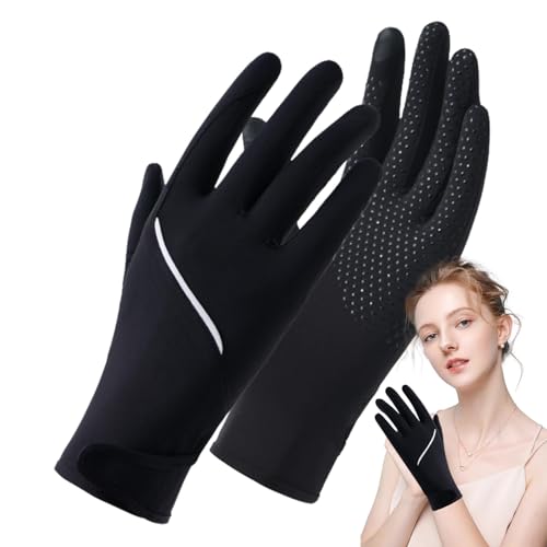 Bexdug Sonnenschutzhandschuhe für Damen,Sonnenschutzhandschuhe | Kühlende Sonnenschutzhandschuhe aus Eisseidenstoff,UV-schützende Touchscreen-Sonnenhandschuhe zum Fahren und Radfahren von Bexdug