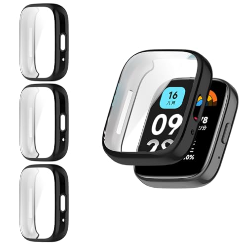 BexidoIera Hülle Kompatibel mit Xiaomi Redmi Watch 3 Active Schutzhülle, [3-Stück] Weich TPU Ultra-Dünn Kratzfest Displayschutzfolie Schutz Gehaüse Schutzfolie für Redmi Watch 3 Active von BexidoIera