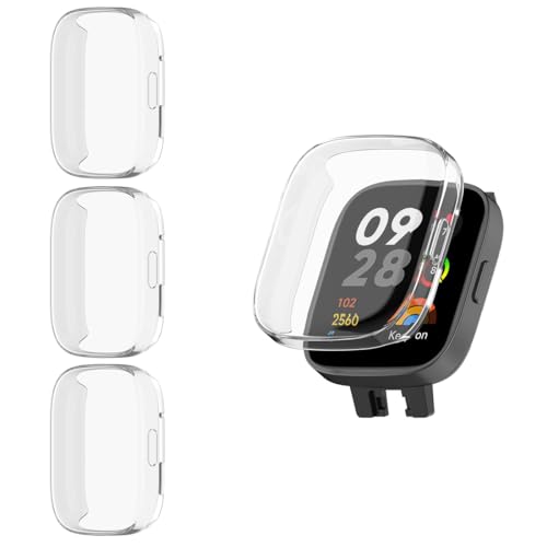 BexidoIera Hülle Kompatibel mit Xiaomi Redmi Watch 3 Schutzhülle Schutzfolie, [3-Stück] Weich TPU Ultra-Dünn Kratzfest Displayschutzfolie Gehaüse Schutz Hülle für Redmi Watch 3 von BexidoIera