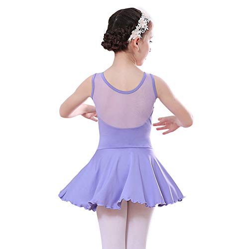 Bezioner Kinder Ballettkleid Ballett Trikot Mädchen Ballettanzug mit Tütü Rock Violett 110 von Bezioner
