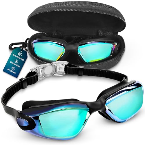 BEZZEE PRO Schwimmbrille - UV-Schutz & Antibeschlag Taucherbrille mit Etui - Kein Auslaufen & Verstellbare Silikon Riemen für Erwachsene, Herren, Damen und Jugendliche zum Schwimmen von BEZZEE PRO