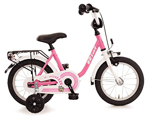 Bibi Kinderfahrrad 14 Zoll mit Rücktrittbremse und Stützrädern Fahrrad für Kinder Junge Mädchen Kinderrad Pink von Bibi