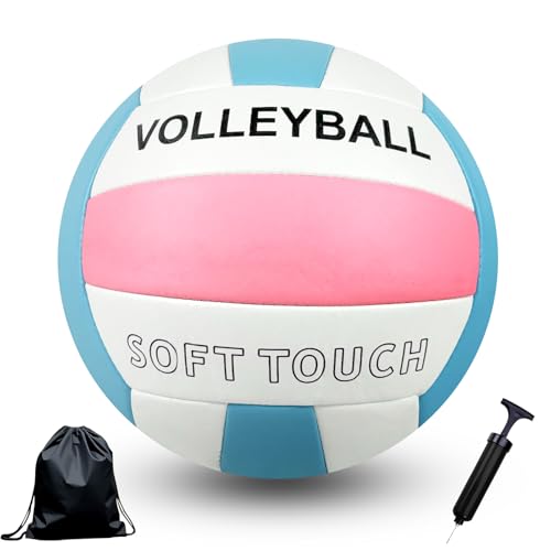 Bibykivn Volleyball Official Size 5,Wasserfest Volleyball Ball mit Pumpe,PVC-Oberfläche und explosionsgeschützte Auskleidung,Outdoor Beachvolleyball für Beach, Pool und Strand (Blau-03, Size-5) von Bibykivn