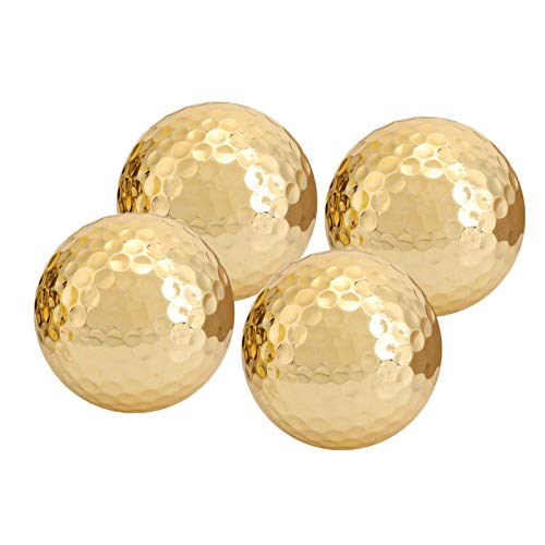 BigKing Double Laye Golfball, 4-teilig Tragbar Hochwertige Double Layer Vergoldung Golfball Zubehör Golden von BigKing