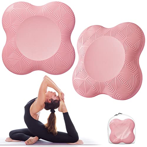 Bigmeda 2Stk Kniekissen für Yoga,Yoga Matt für Pilates,Minimiert und Unterstützt Knie Handgelenke und Ellbogen,Umweltfreundlich Leicht Rutschfest Yoga Mat (Pink) von Bigmeda