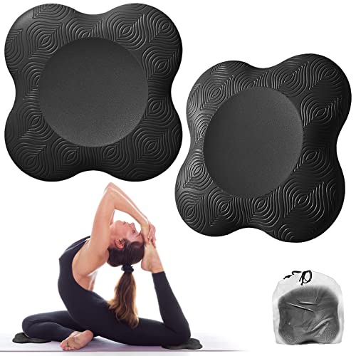 Bigmeda 2Stk Kniekissen für Yoga,Yoga Matt für Pilates,Minimiert und Unterstützt Knie Handgelenke und Ellbogen,Umweltfreundlich Leicht Rutschfest Yoga Mat (Schwarz) von Bigmeda