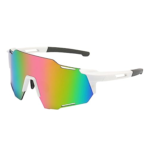 Bigougem Sportbrille Sonnenbrille Fahrradbrille Weitblick Ultraleicht UV-Schutz Schutzbrille Polarisierte Sonnenbrille Sportbedarf Lila 2 von Bigougem