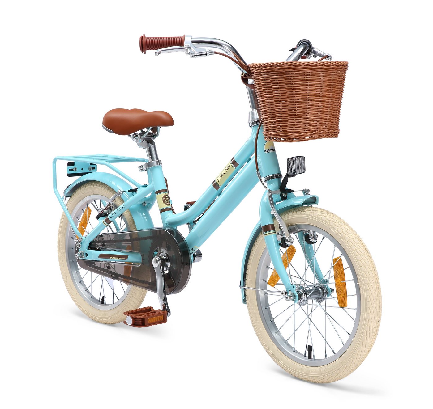 Bikestar Kinderfahrrad Cityrad 16 Zoll Aluminium ab 4 Jahre, 1 Gang, Korb, Gepäckträger, leichtes Treten, ergonomischer Rahmen von Bikestar