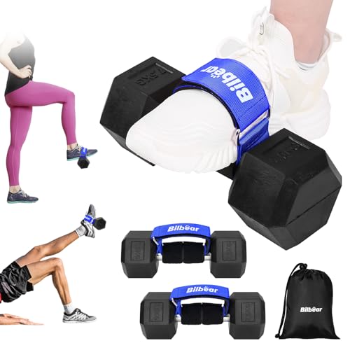 2Stk Tibialis Trainer für Beinkrafttraining,Verstellbarer Hantel Fußaufsatz für Hüftbeugerheben,Hantel Gewicht Knöchelriemen für Beinheben-Übungen (Blau) von Bilbear