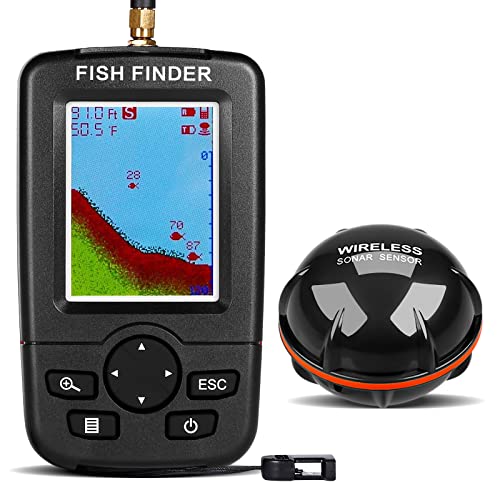 Karpfenangeln Fischfinder Sonar Detektor Dot Matrix Fischen Echolot Tragbarer Fischfinder Sonarsensor Angelfinder Depth Locator von Bilbear